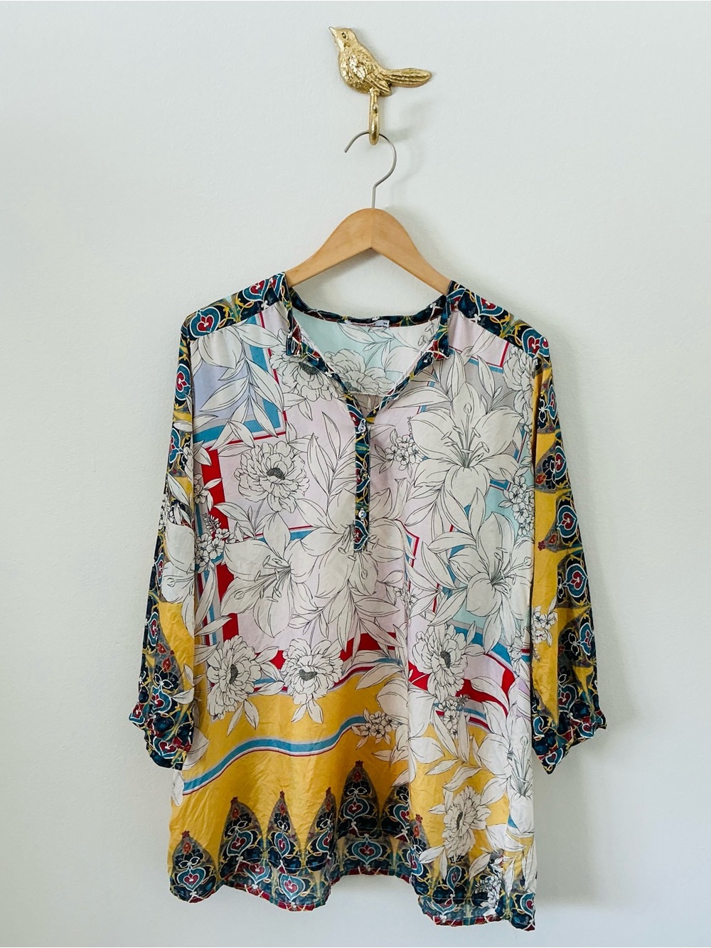 Johnny Was Silk Floral Tunic Sz Small